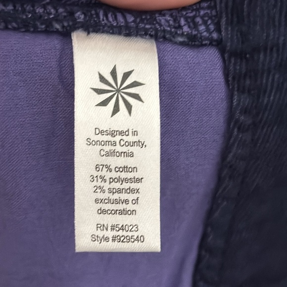 Athleta Solid Slim Corduroy Navy Blue Button Up Pants Women’s Size 8 - Picture 4 of 4